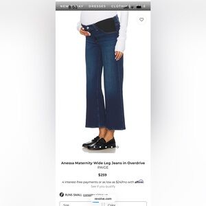 PAIGE Women's Maternity Wide Leg Jeans - Blue New without Tags